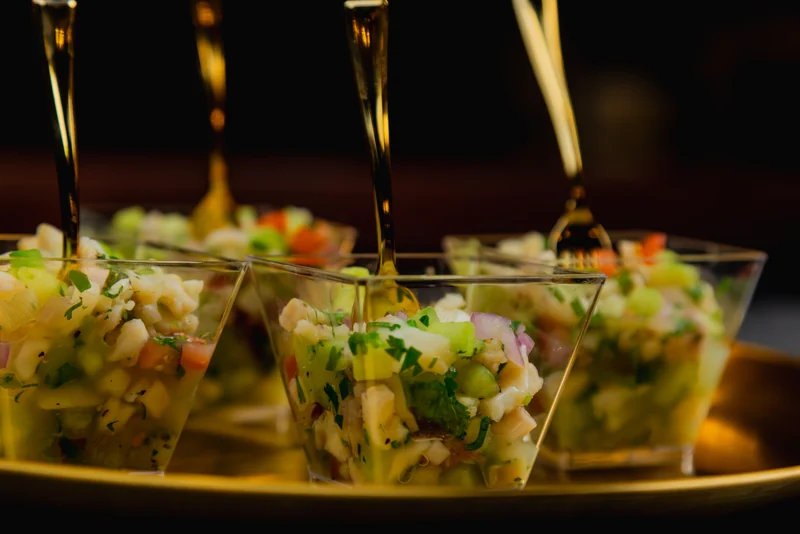 Ceviche served in individual glasses